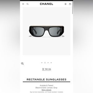 ✖️SOLD✖️BNIB Chanel Rectangle Acetate & Tweed Black & Gold Sunglasses